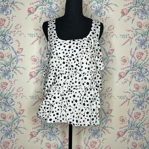 MEDIUM ANN TAYLOR LOFT COTTON RUFFLED SLEEVELESS TOP